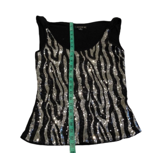 Femme de Carriere Sequined Tank Top Black Size M - Picture 6 of 9